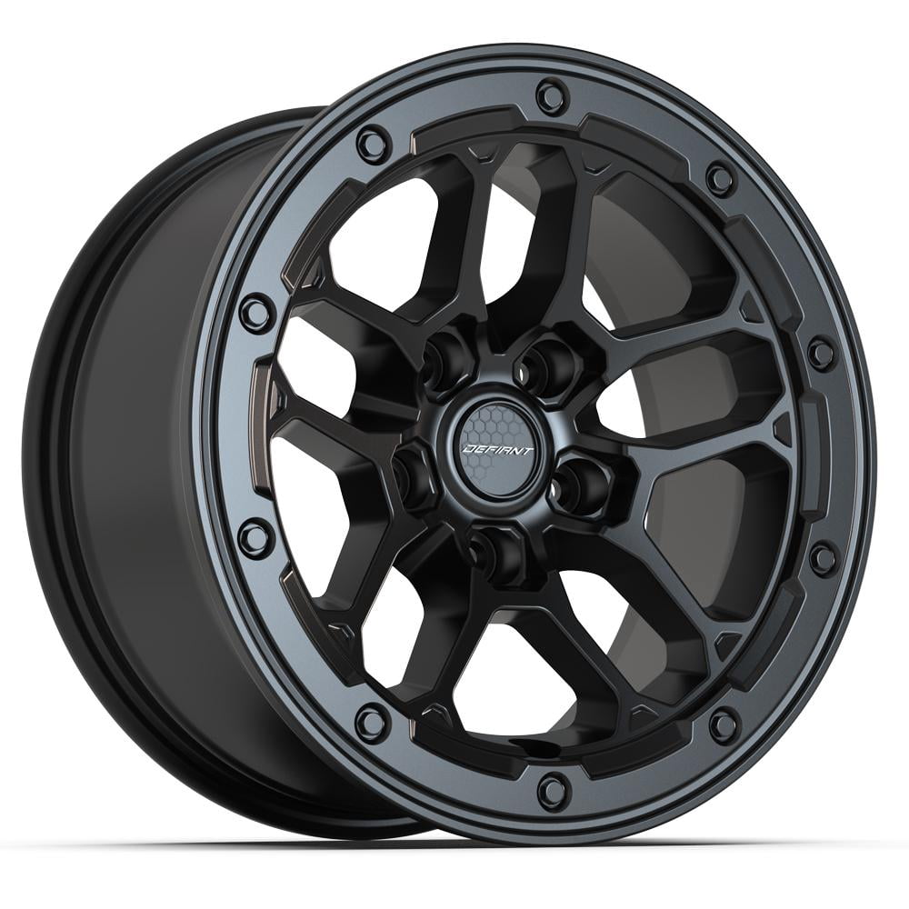 DEFIANT Wheels DF03 18 Inch Rims and Tires Fit 6x139.7 18x9 Satin Black with Dark Satin Charcoal 2-Tone - All Country A/T2 275/65-18 (Set of 4)