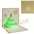 thumbnail image 1 of Tarjeta de cumpleaños, tarjeta de felicitación para mujeres, invitación a pastel con música y luces, tarjeta emergente 3D para niñas y niños con sobre dorado., 1 of 5