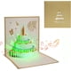 thumbnail image 1 of Tarjeta de cumpleaños, tarjeta de felicitación para mujeres, invitación a pastel con música y luces, tarjeta emergente 3D para niña y niño con sobre dorado., 1 of 5