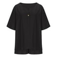 thumbnail image 4 of Atogsazn Womens Oversized Linen 2 Piece Set Plus Size V Neck Short Sleeve Blouse Shorts Outfit Fashion Black XXXXL, 4 of 8