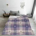 thumbnail image 5 of Rateoe Purple Floral Gingham Check Plaid Print Fuzzy Fleece Throw Blanket Extra Large,Super Soft,Fluffy and Warm Blankets for Couch,Bed,All Season Use (60"x50"), 5 of 8
