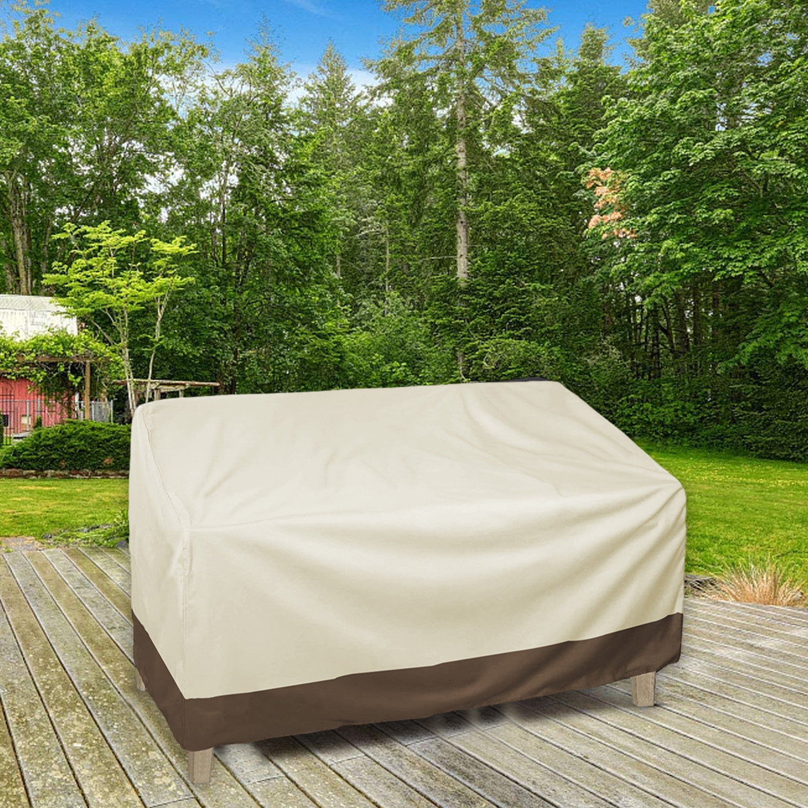 HCBY Outdoor Loveseat Cover, Waterproof & Anti UV Patio Cushion Protector, Heavy Duty Lawns Furniture Cover, Fits 2 Seater Garden Bench