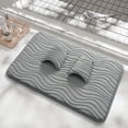 thumbnail image 1 of Alfombra de baño con patrón de olas 23.6x15.7 pulgadas, alfombra de puerta de microfibra absorbente y antideslizante para ducha y uso doméstico, 1 of 6