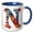 Blue/White, variant on 3drose, Colorful Monogram Letter N, 15oz Mug