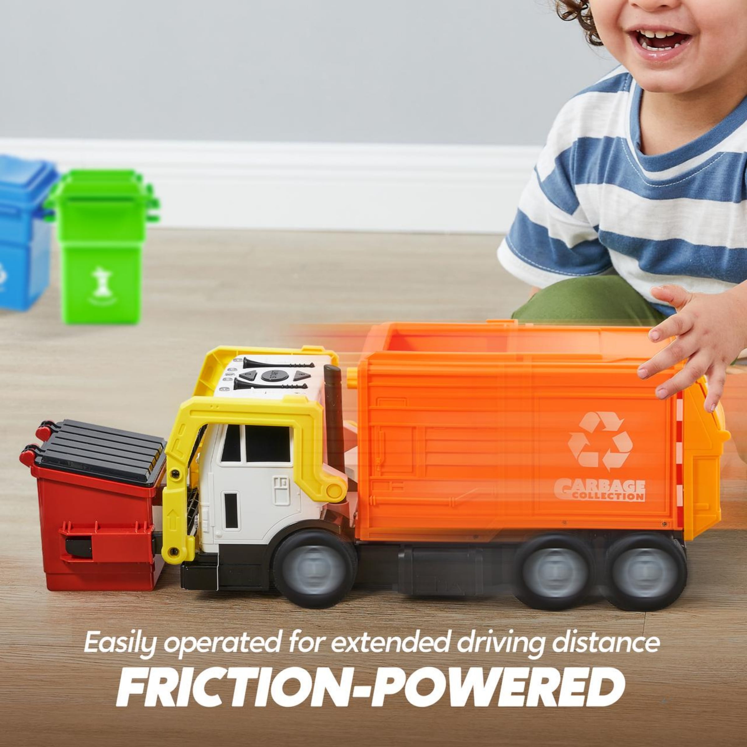 Joyfy 16" Lights and Sounds Large Garbage Truck Toys for Boys, Realistic Trash Truck Toy with Trash Can Lifter and Dumping Function, Toy Truck Christmas Girthday Gift for Boy Age 2 3 4 5 Years Old