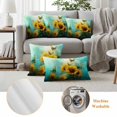 thumbnail image 6 of Spring Sunflower Outdoor Waterproof Pillow Covers, Butterfly Teal Ocean Abstract Retro Decorative Square Throw Pillowcase Sofa Cushion Sham for Patio/Couch/Chair, 18"x18" 2 Pack, 6 of 8