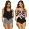 thumbnail image 5 of Women Swimsuit Two Piece Bathing Suits Ruffled Flounce Top High Waist Bottom Bikini Set Ruffle Vest Top Swimwear Basic Swiming Suit For Women, 5 of 7