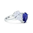 thumbnail image 2 of Toi Et Moi Diamond Ring, Pear Cut Sapphire Diamond Ring, Bypass Diamond Engagement Ring, Two Stone Diamond Wedding Ring, 14K White Gold Plated, 2.0 Ct Simulated Diamond and Blue Sapphire, 2 of 3