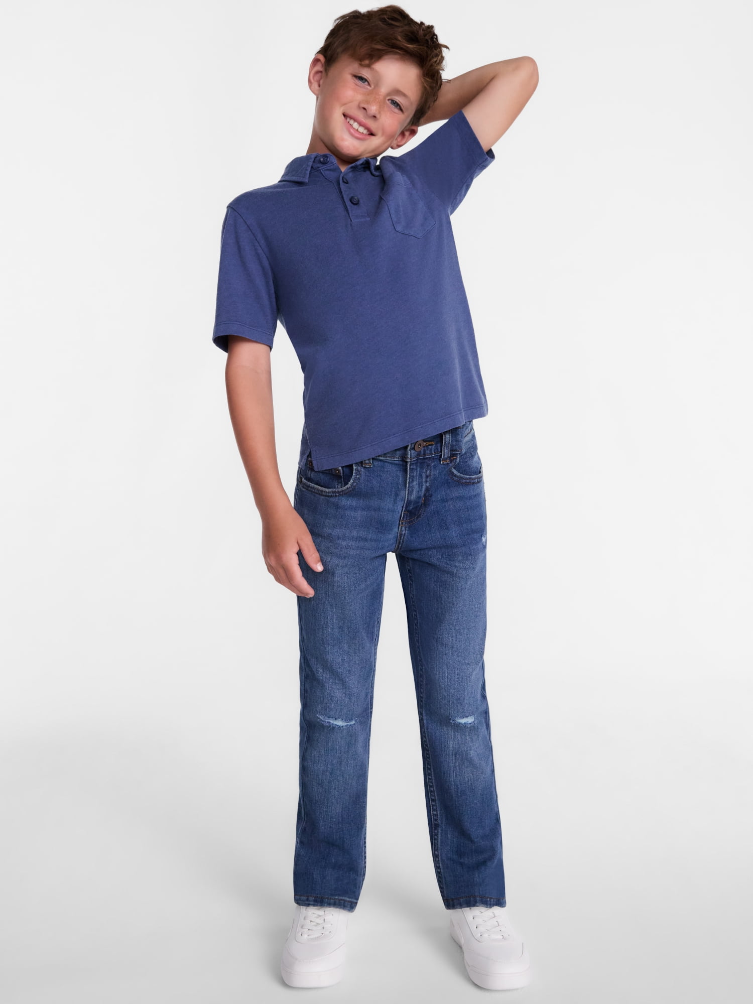 Wonder Nation Boys' Garment Dye Polo Shirt, Sizes XS-XXL