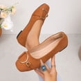 thumbnail image 3 of Viluyesy Womens Ballet Flats Square Toe Faux Suede Metal Buckle Slip On Cushioned Office Dressy Lightweight Comfort Flat Shoes Brown Size US5.5, 3 of 10