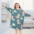 thumbnail image 4 of Wearable Blanket Hoodie for Cartoon Sweet Unicorn Seamless Flannel Hooded Blanket with Pockets and Sleeves Suitable, 4 of 7