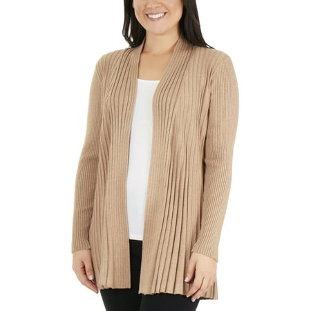 Belted Petite Cardigan - Women's Petite Long Sleeve Open Front Textured Cardigan