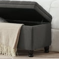 thumbnail image 6 of Storage Ottoman Bench, End of Bed Bench Bedroom Bench with Tufted Seating & Spindle Wooden Legs, Storage Bench for Bedroom in Linen, Ottoman Bench for Living Room, Entryway, Dining Room, Dark Grey, 6 of 9