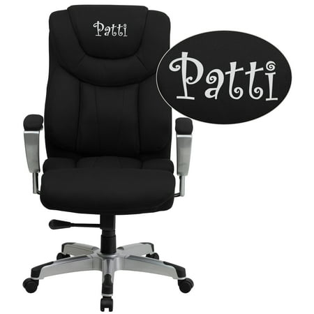 Flash Furniture Personalized HERCULES Series Big & Tall 400 lb. Rated Black Fabric Executive Swivel Chair with Adjustable Arms