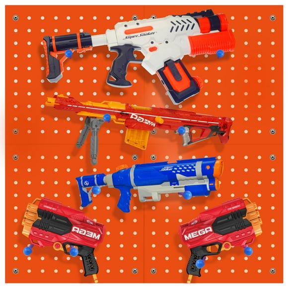 Estante de almacenamiento Skywin Peg Board para pistolas Nerf, color naranja