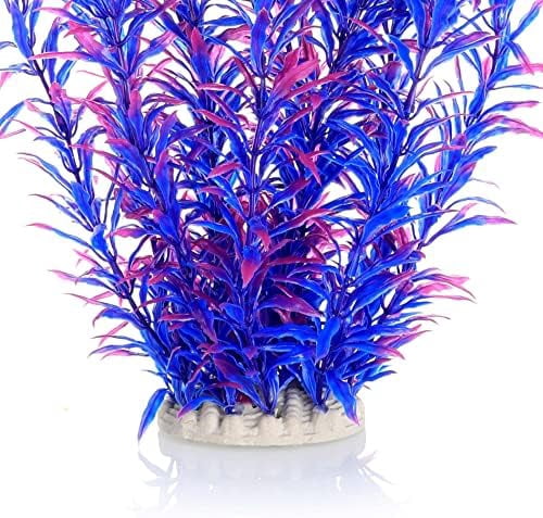 Aquarium Decor Plastic Plants Extra Large 21 Inches Artificial Fish Tank Plants Tall Fish Tank Decorations (Purple 2pcs)