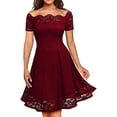 thumbnail image 1 of Vestido de fiesta de encaje de manga corta sin tirantes de moda para mujer, 1 of 5