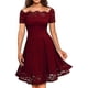 thumbnail image 1 of Vestido de fiesta de encaje de manga corta sin tirantes de moda para mujer, 1 of 5