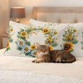 thumbnail image 3 of Spring Sunflower Wreath Pillow Covers 2 Pack Country Watercolor Yellow White Floral Leaf Linen Pillowcase Waterproof Outdoor Throw Pillow Cover for Patio Balcony Rectangular Cushion 20”x12”, 3 of 9