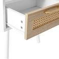 thumbnail image 2 of Oufan Rattan Nightstand, Boho End Table with Drawer & Storage, Power Outlet & USB PortsCane Accent Bedside End Table with Solid Wood Legs for Bedroom, Dorm, 2 of 13