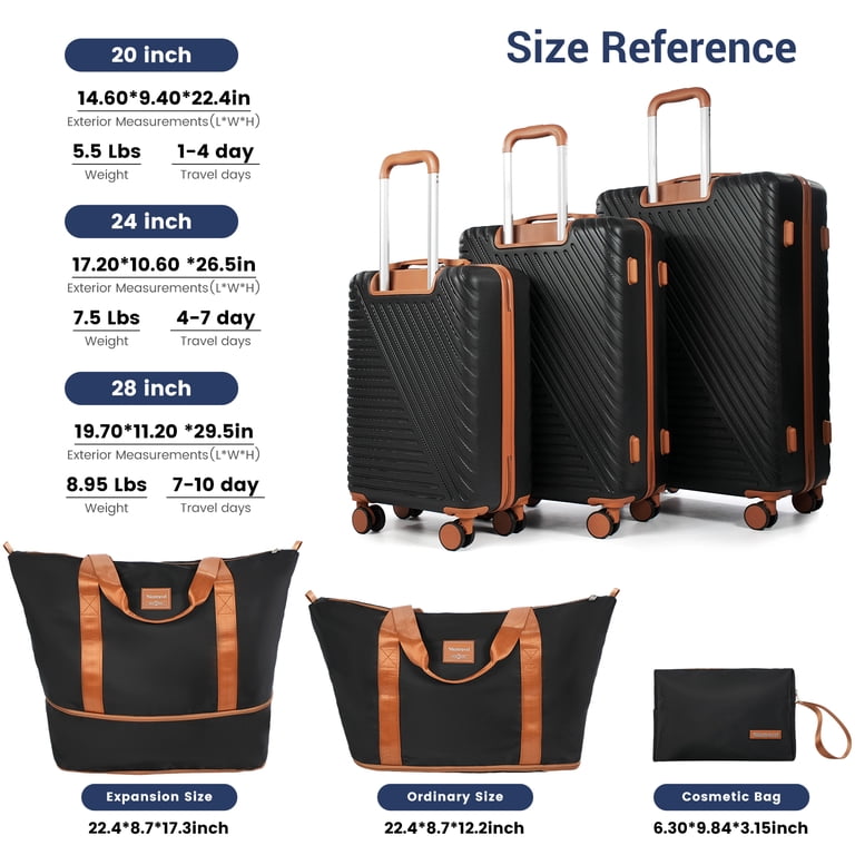 Landisun Luggage Sets 6 Piece, Hardshell ABS Suitcase with Spinner