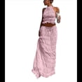 thumbnail image 3 of Conjunto de Dos Piezas de Falda Larga para Mujer, con Cuello Halter, Espalda Descubierta y Falda Larga para Salir en la Playa. Conjunto de Dos Piezas. Rosa XL, 3 of 7