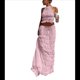 thumbnail image 3 of Conjunto de Dos Piezas de Falda Larga para Mujer, con Cuello Halter, Espalda Descubierta y Falda Larga para Salir en la Playa. Conjunto de Dos Piezas. Rosa L, 3 of 7