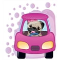 thumbnail image 3 of Pug Duvet Cover Set, Dog Driving on the Pink Car Girly Design Happy Moments and Love Animals Print, Decorative 2 Piece Bedding Set with 1 Pillow Shams, Twin Size, Pink Yellow, by Ambesonne, 3 of 3