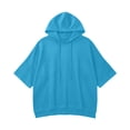 thumbnail image 7 of Xdegoge Women's Oversized Poncho Hoodie Batwing Half Sleeve Pullover Sweatshirts High Low Hem Loose Fit Casual Fall Tunic Tops Slouchy Comfy Loungewear, 7 of 7