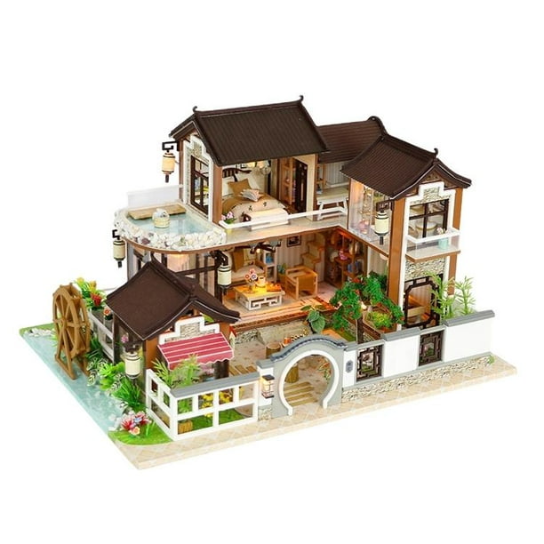 Maison miniature de maison de poupée DIY pour vous construire pour adultes,  kit de maison de poupée miniature avec musique et outils de meubles
