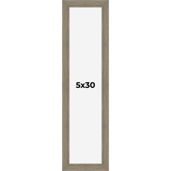 5x30 Frame Gray Barnwood Rustic Solid Wood Picture Frame | 1.5 Inch Moulding Width | Includes UV
