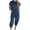 00 # Navy, variant on REORIAFEE 2pcs Womens Outfits Loose Sets Casual Tracksuit Outfits Travel Outfit Women's Two Piece Cotton Linen Short Sleeve Round Neck Tops Pants Set White XXL