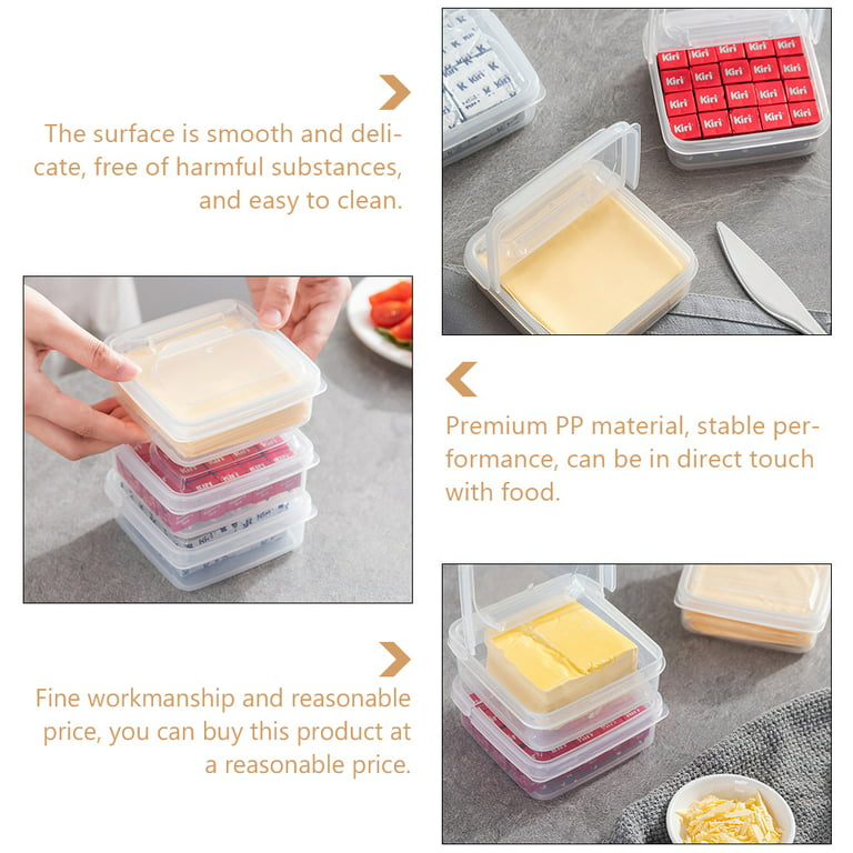 Cow Cheese Slice Holder, Plastic Containers with Lids, Sliced Cheese  Container for Fridge, Plastic Refrigerator Storage Cheese Box, Cheese  Container, Cheese Slice Storage Box, Square Refrigerator Box for Food  Storage and Oragnization