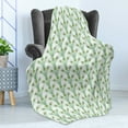 thumbnail image 4 of Feather Soft Flannel Fleece Throw Blanket, Bohemian Pattern with Long Peacock Bird Plumes, Cozy Plush for Indoor and Outdoor Use, 50" x 60", Shamrock Green Mustard, by Ambesonne, 4 of 5