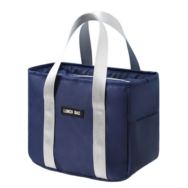 Bolsa de almuerzo Oxford, bolsa enfriadora de alimentos con película de aluminio para oficinas escolares (azul oscuro) Ehuebsd Para Estrenar