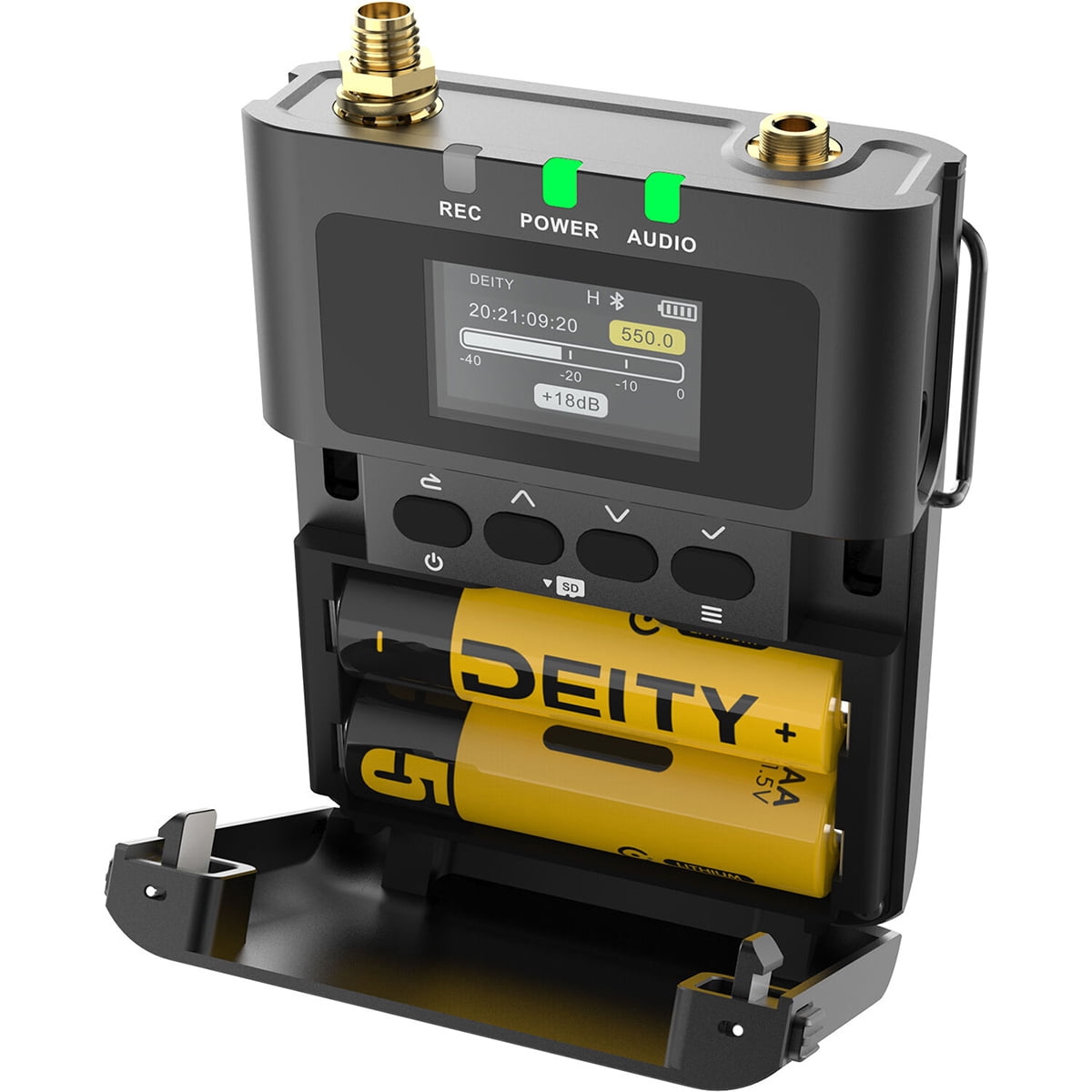 Deity Microphones Theos DBTX Digital Wireless Bodypack Transmitter with Omnidirectional Lavalier Microphone, 550-663MHz