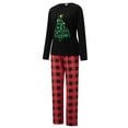 thumbnail image 3 of Pijamas navideños familiares a juego, camiseta de manga larga con estampado de árbol y pantalones a cuadros. Ropa de dormir para estar en casa., 3 of 10