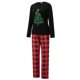 thumbnail image 3 of Pijamas navideños familiares a juego, camiseta de manga larga con estampado de árbol y pantalones a cuadros. Ropa de dormir para estar en casa., 3 of 10