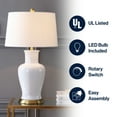 thumbnail image 6 of Open Box JONATHAN Y Julian 29" Traditional Classic Ceramic Urn LED Table Lamp, White/Gold, JYL4026A, 6 of 8
