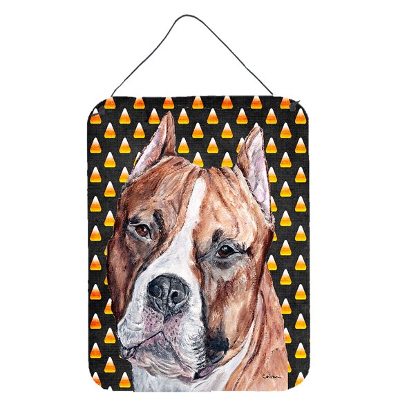 Carolines Treasures SC9656DS1216 Staffordshire Bull Terrier Staffie Candy Corn Halloween Wall or Door Hanging Prints