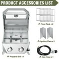 thumbnail image 3 of FRIZI 2-Burner Tabletop Gas Grill with Viewing Glass Lid, 20,000 BTU Stainless Steel Portable BBQ Grill with Thermometer and Push-Button Ignition for Camping, RV, Patio, and Tailgating, 3 of 8