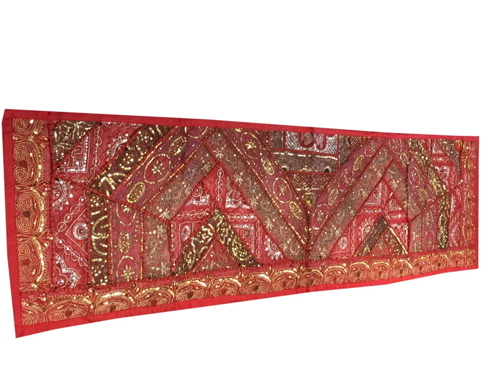 Indian Sequin Beaded Table Runner Tapestry mogulinteriorsite