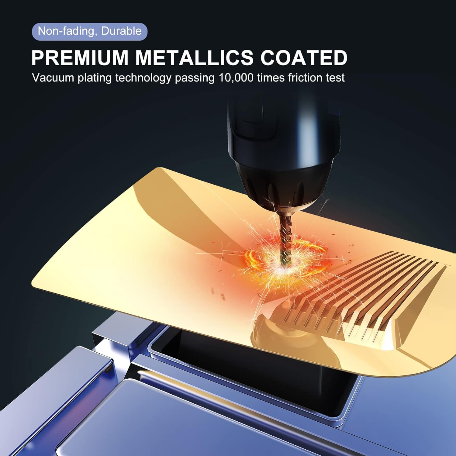 Plastic Plates for PS5 Digital Edition, Faceplate with Cooling Vents, Anti-Scratch Dustproof Protective Cover Plates, Premium ABS Replacement Shell-Golden