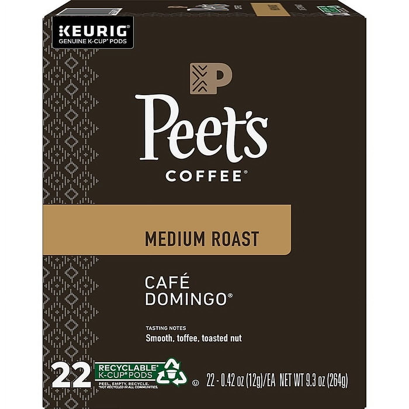 Peet s Coffee Caf Domingo Coffee Keurig K-Cup Pods  Medium Roast  22 ct