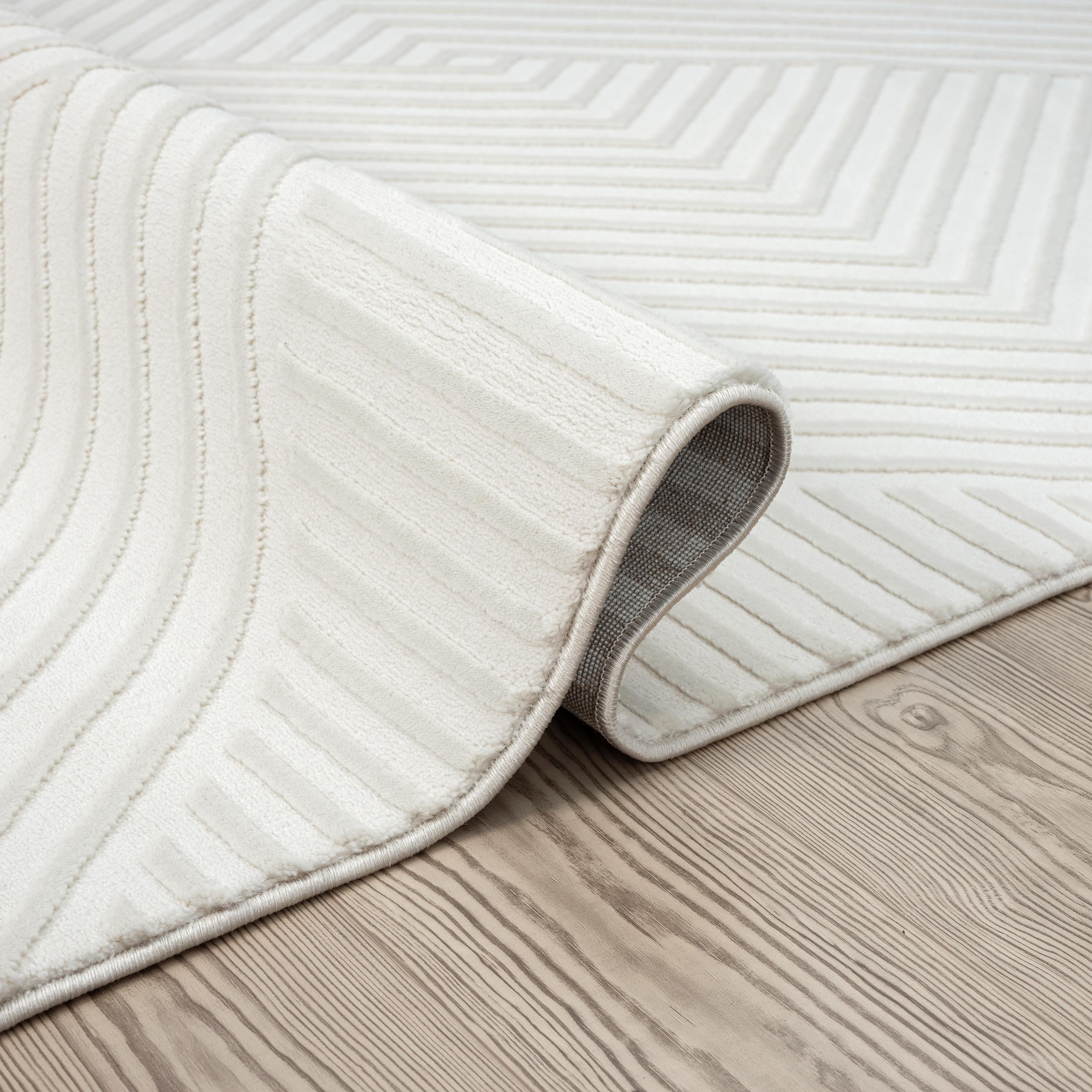 Abani Neutral Collection Area Rug Mid Century Modern Bedroom Living Room Decor Floor Rug 5 x 8 Cream