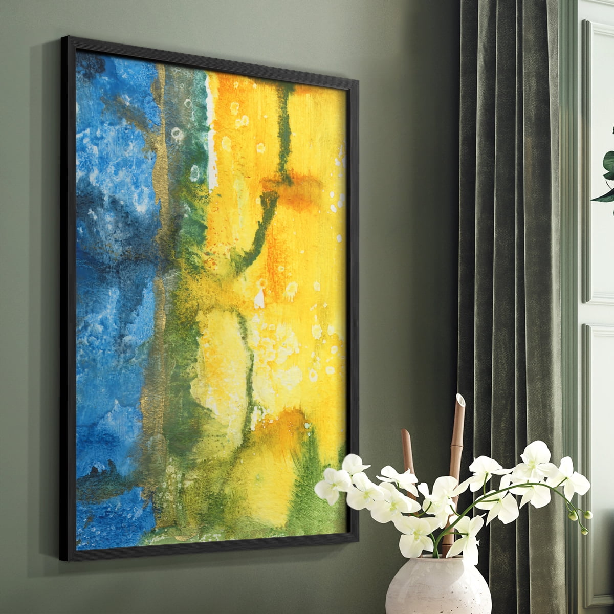 Aquatic Energy I Framed Print in Black Solid Wood Framed Print No Nail Hanging