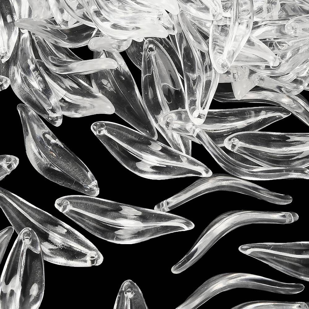 Transparent Acrylic Beads Leaf Clear 39x12x3.5mm Hole: 1.6mm about 420pcs/500g
