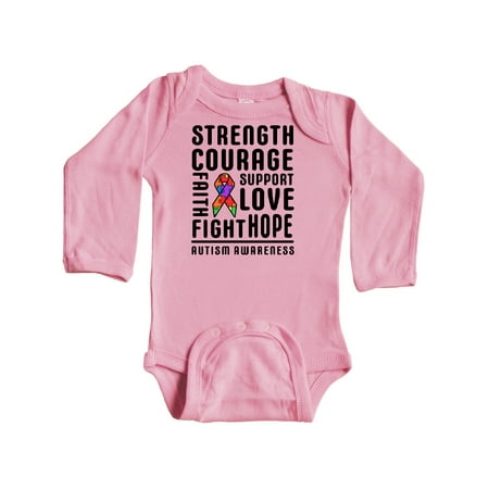 

Inktastic Autism Awareness Strength Courage Fight Support Love Gift Baby Boy or Baby Girl Long Sleeve Bodysuit