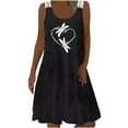 thumbnail image 2 of HKEJIAOI Robe en Dentelle pour Femmes Robe d'Anniversaire Mode Femmes Décontractée Aguichant Col Rond Imprimé Dentelle Sans Manches Mini Robe Noire Rabais Liquidation, 2 of 7