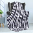 thumbnail image 4 of Navy Blue Soft Flannel Fleece Throw Blanket, Wave Like Striped Lines Design on Dark Blue Background Artwork Print, Cozy Plush for Indoor and Outdoor Use, 50" x 70", Dark Blue and White, by Ambesonne, 4 of 5